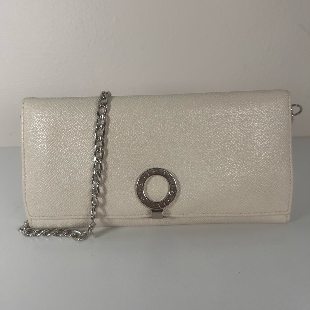 Authentic bvlgari cream wallet on chain